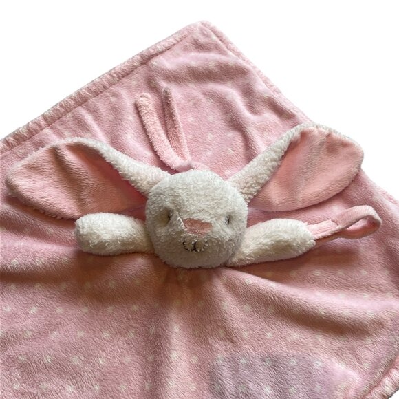 BLANKETS & BEYOND Security Blanket Plush Bunny Lovie Pink w White Polka Dots - Picture 4 of 7